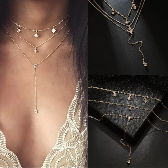 {WILHELMINA} starburst layered lariat necklace - Picture 2 of 7